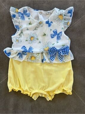 EMC Baby Bow Yellow Romper 6 months